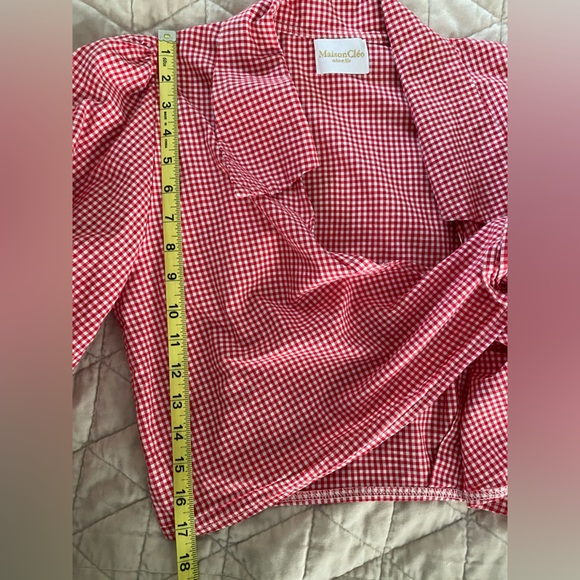 Maison Cleo Julie blouse red gingham top *small blemish* - Picture 13 of 16